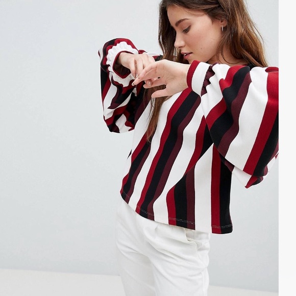 Bershka Tops - Bershka stripe balloon sleeve top